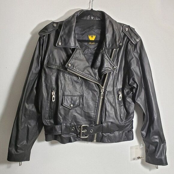 Virginia Slims Wear Jackets & Blazers - Vintage Virginia Slims Wear Black Leather Biker Jacket NWOT